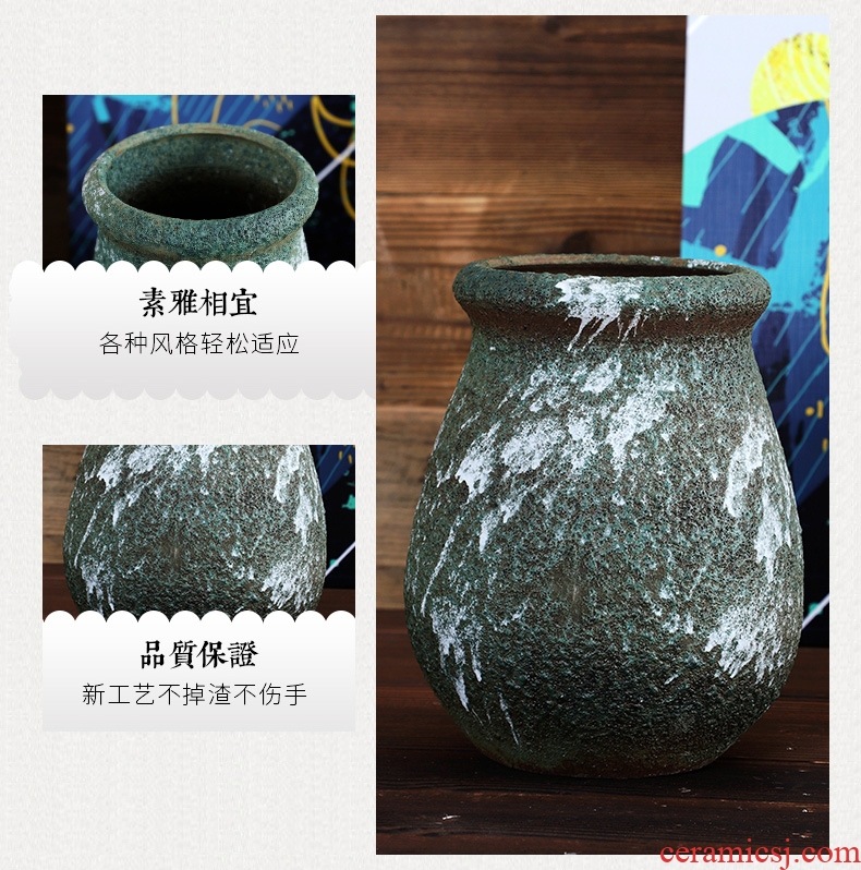 Jingdezhen ceramic vase coarse pottery basin of retro points home sitting room porch decoration ideas dry flower receptacle vessels