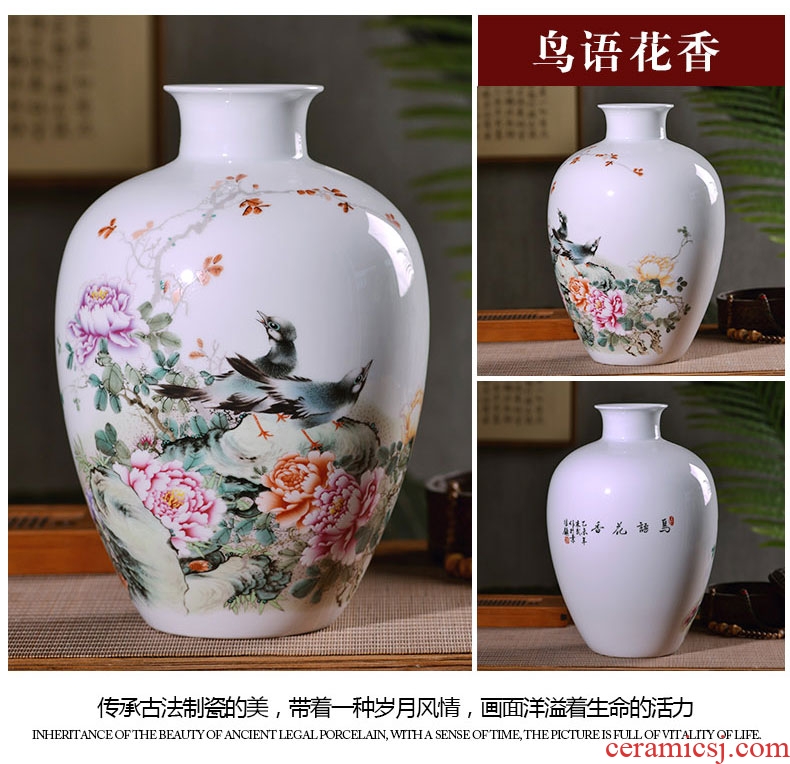 Jingdezhen ceramics vases, flower arrangement sitting room place famille rose porcelain insulator thin foetus modern home decoration decoration