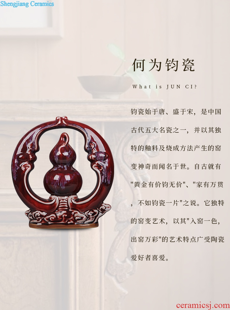 Archaize of jun porcelain of jingdezhen ceramics glaze gourd red home decoration antique porch decoration handicraft furnishing articles