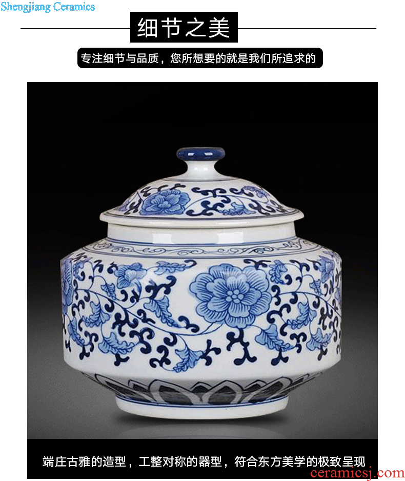 Jingdezhen blue and white ceramics glaze color storage tank under caddy household adornment handicraft furnishing articles