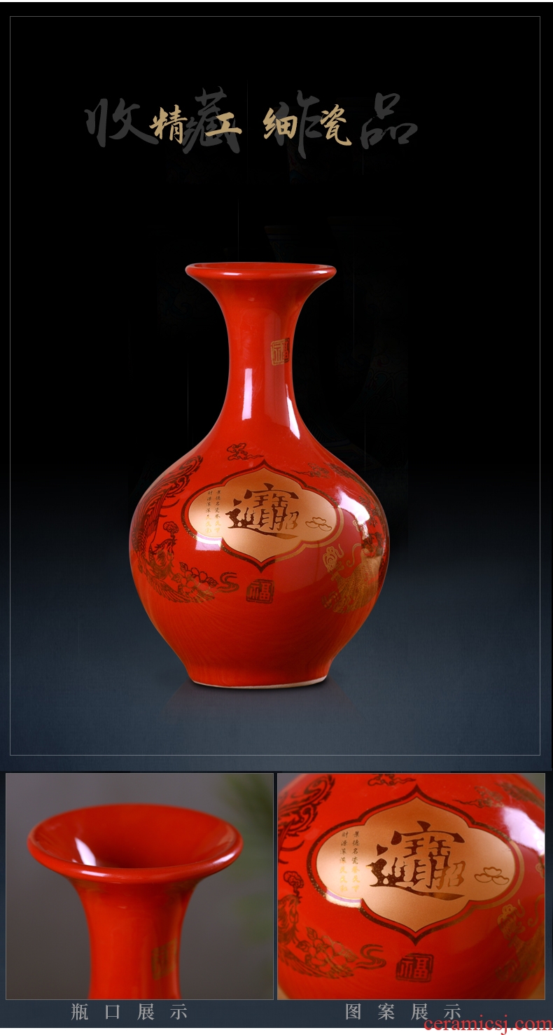 Jingdezhen ceramics red a thriving business gifts vases, flower arrangement home wine cabinet TV ark sitting room adornment is placed