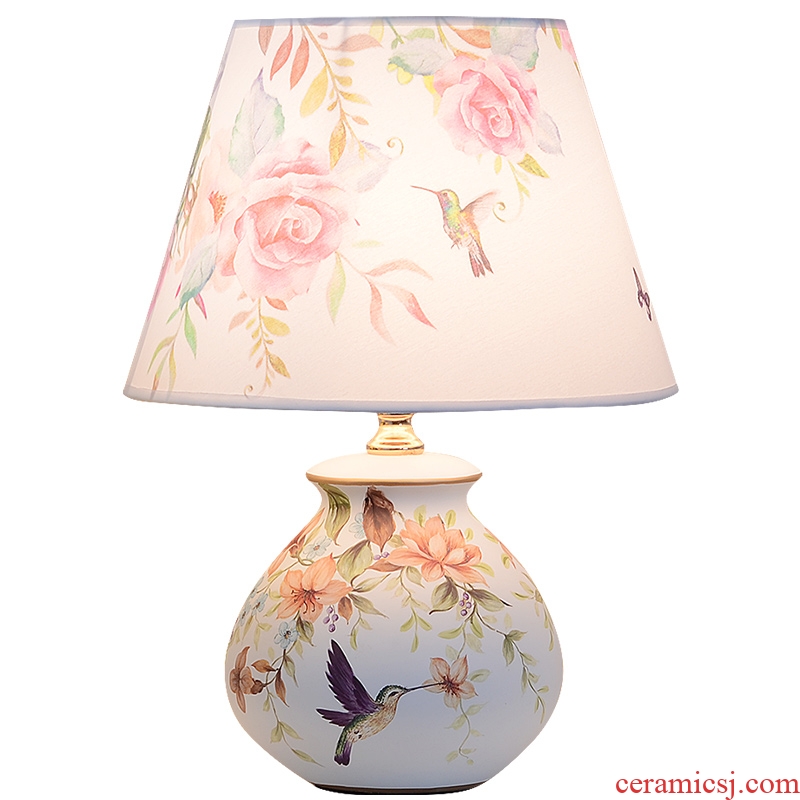 American ceramic desk lamp rural idyll contemporary and contracted lamp European sitting room decorate the study desk lamp of bedroom the head of a bed