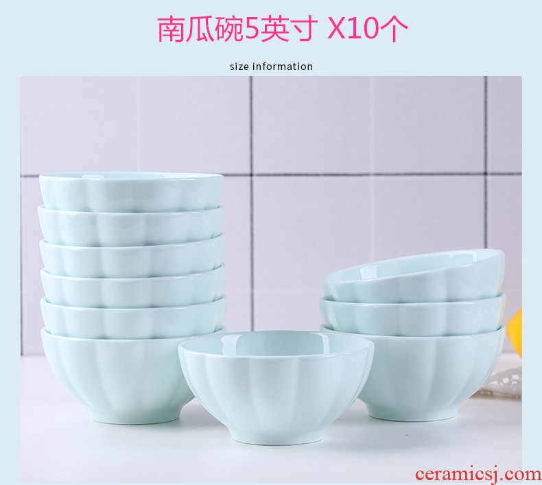 Jingdezhen ceramic contracted Nordic household bowl of rice bowls a single creative disc set tableware personality pumpkin soup bowl