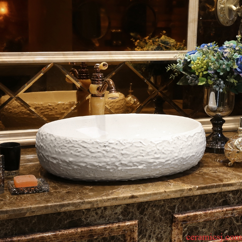 JingYan Bai Seyao stone art stage basin jingdezhen oval ceramic lavatory toilet lavabo