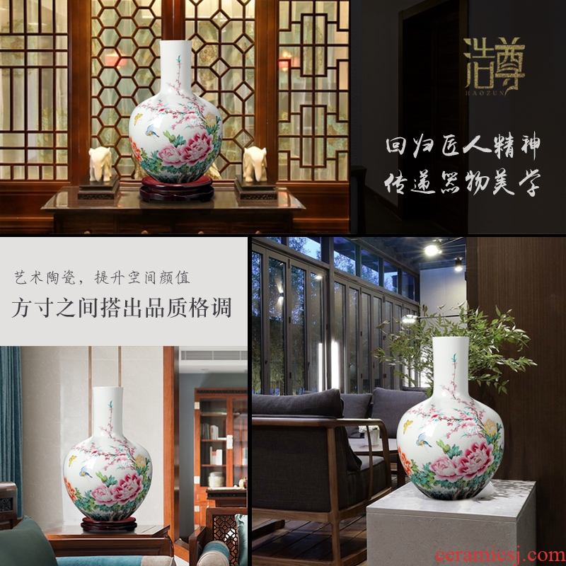 Jingdezhen ceramic hand-painted big vase furnishing articles archaize famille rose porcelain arts and crafts flower arranging the sitting room porch restaurant