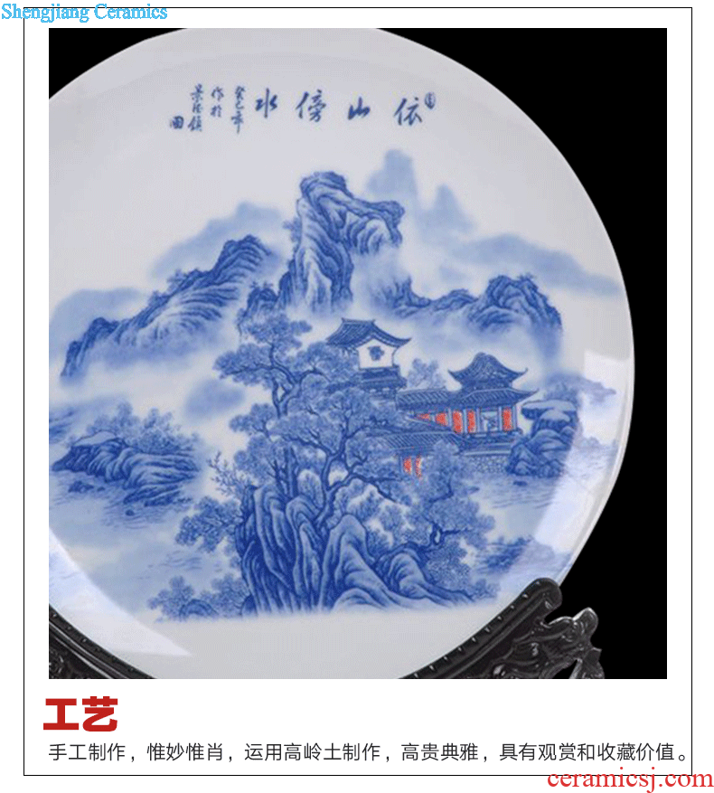 Jingdezhen blue and white ceramics hang dish decorative plate award by plate of modern home decoration decoration