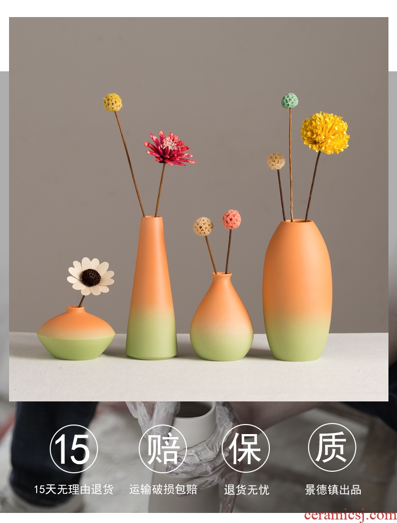 Contracted ceramic vases, creative household adornment small pure and fresh and dried flowers flower arrangement frosted glass vases living room table furnishing articles