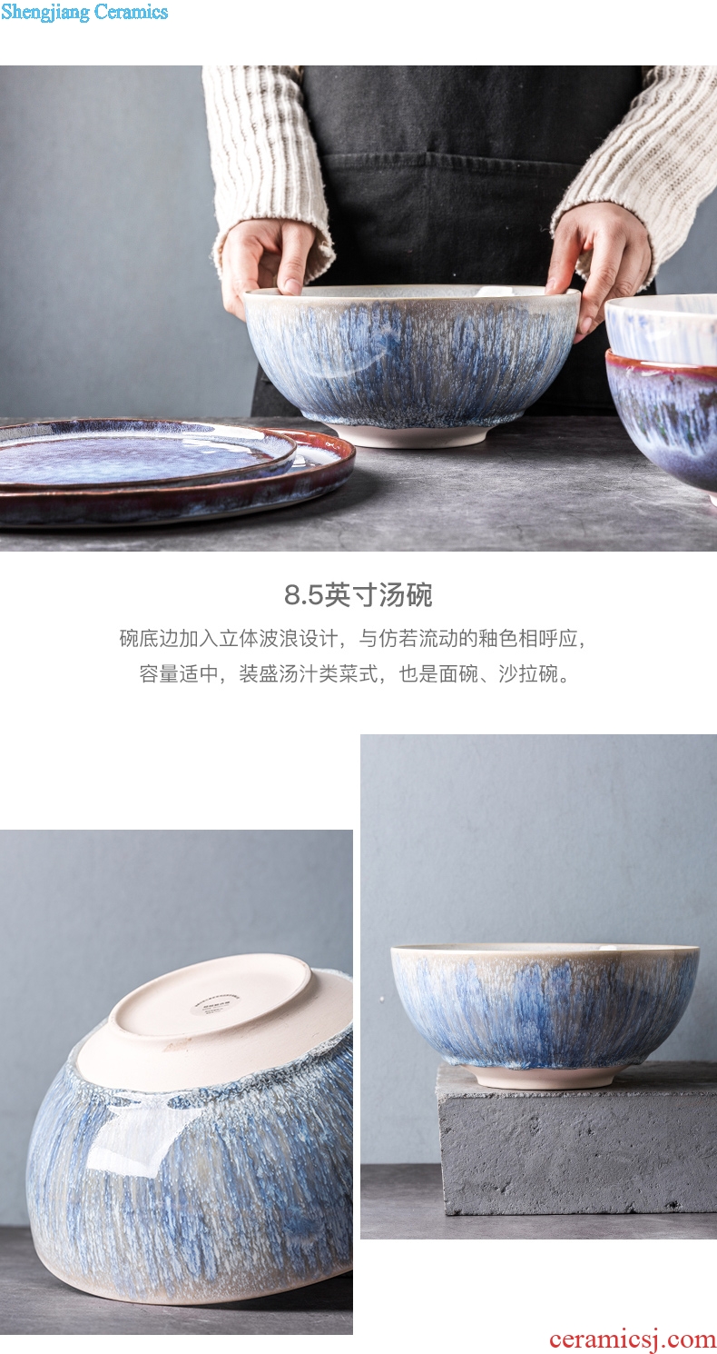 Rainbow noodle bowl northern wind ijarl million jia soup bowl ceramic household bowls tableware drink a bowl of soup pot dish plate of Pacific Ocean