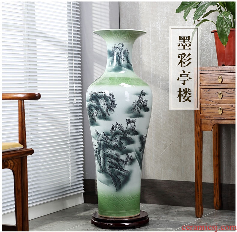 Jingdezhen ceramics of large vases, hand-painted potted european-style flower arrangement sitting room adornment is placed in porch sweets