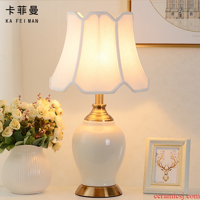 American bedroom berth lamp creative household contracted and contemporary study living room warm and creative ceramic lamp