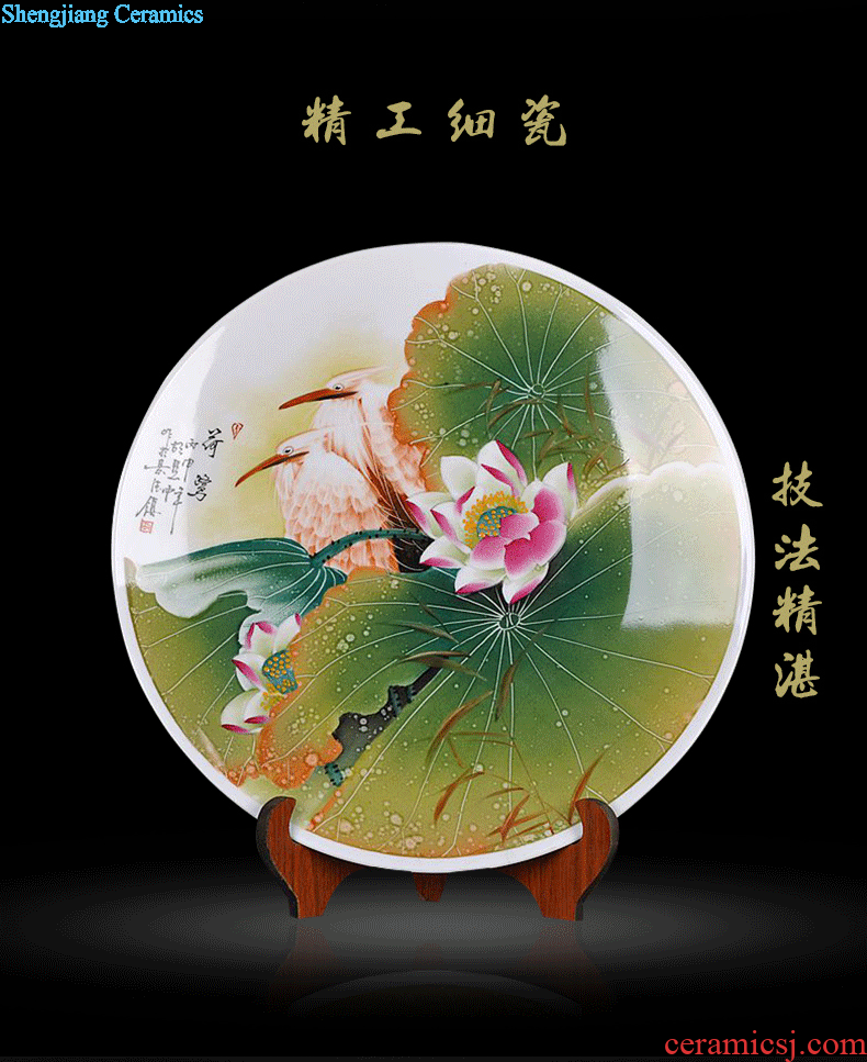 Jingdezhen ceramic hang dish of new Chinese style decoration plate living room TV ark home furnishing articles furnishing articles hand-painted sat dish household