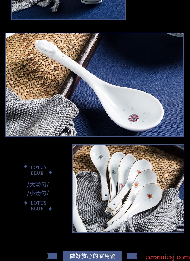 Fiji trent jingdezhen and exquisite porcelain tableware suit Chinese high-grade bowl chopsticks dishes home dishes gift set