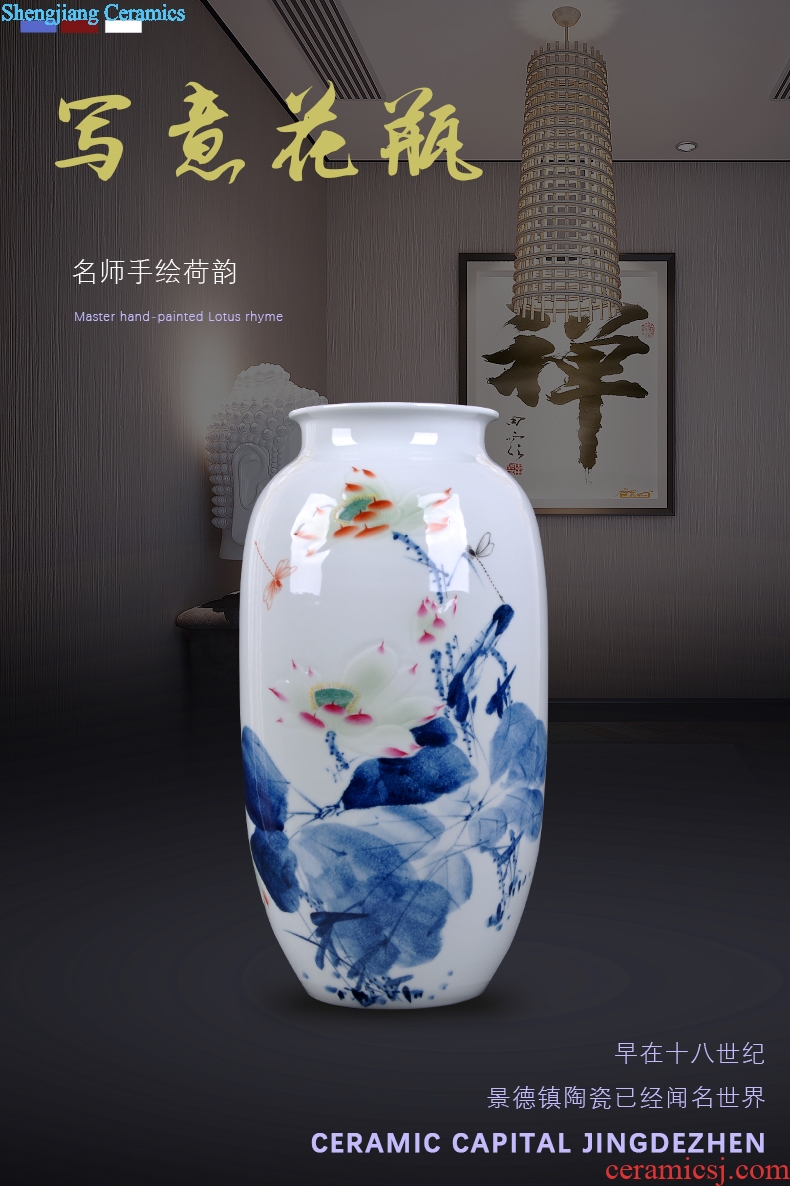 Jingdezhen ceramics celebrity famous master hand relief sitting room vase household adornment handicraft furnishing articles