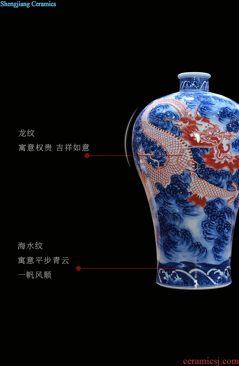 Jingdezhen ceramics imitation qing qianlong hand-painted of blue and white porcelain dragon mei bottles of new Chinese style sitting room adornment is placed