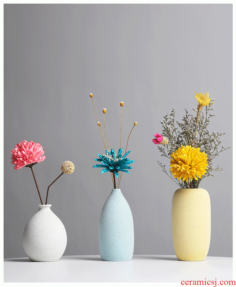 Handmade ceramic dry flower vase is placed the sitting room TV ark is fresh flower arranging art Nordic household table decorations