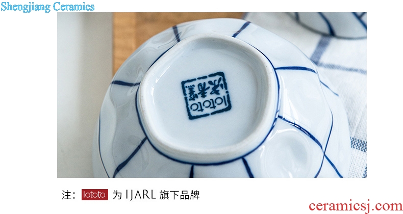Ijarl million jia Japanese ceramic creative tureen large tableware with cover noodles rainbow noodle bowl household soup bowl green case
