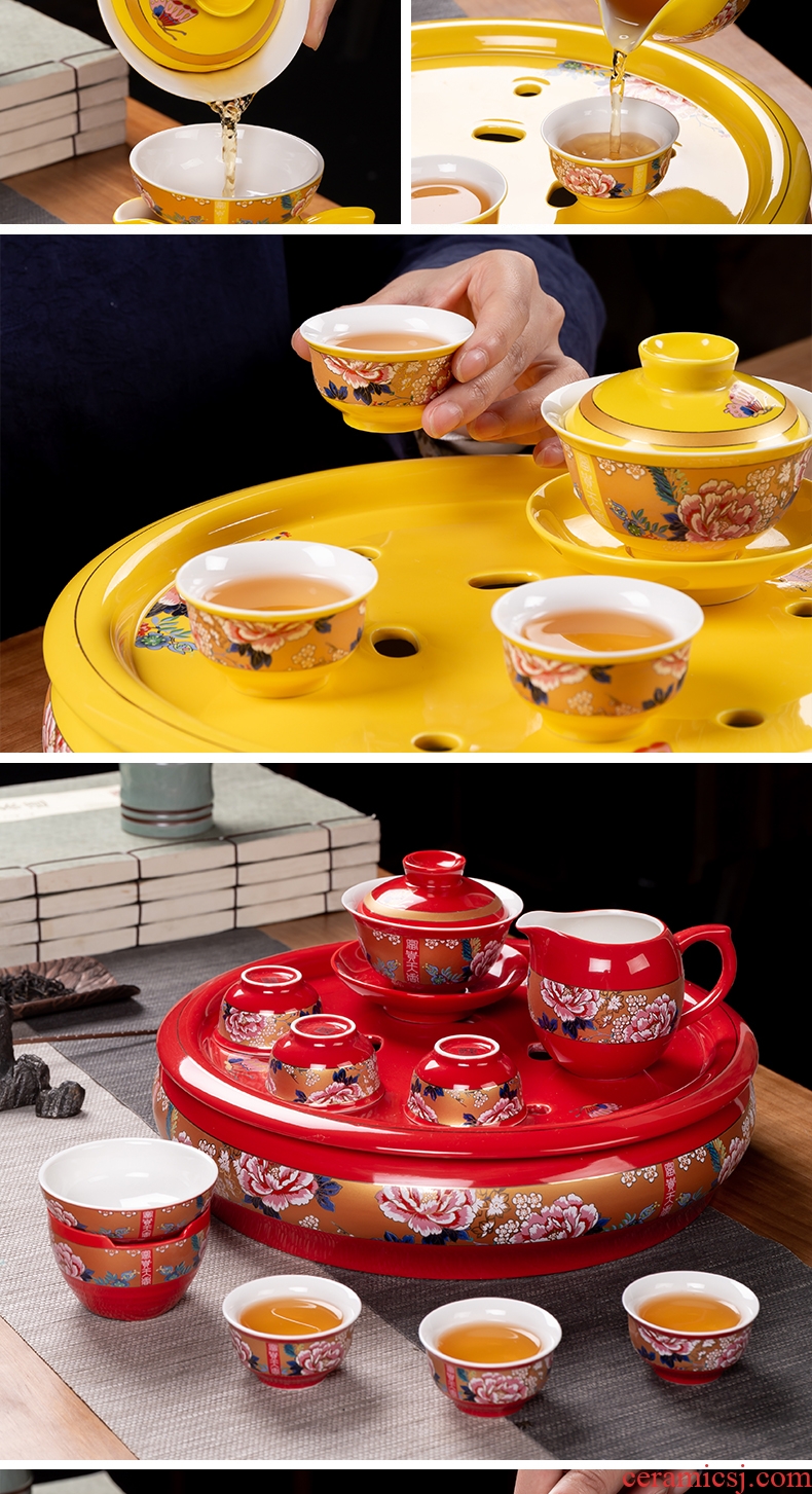 Luo wei was suit household ceramics jingdezhen fair a complete set of Chinese kung fu tea teapot teacup tea tray