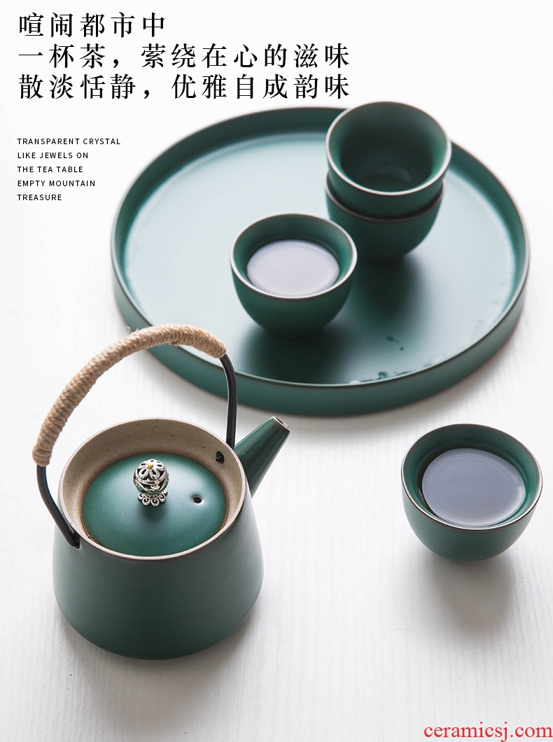 Tea cup set household kung fu tea set jingdezhen ceramic tea pot of Japanese girder small tea cups