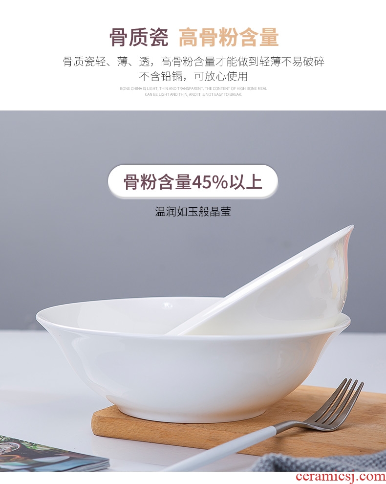 Jingdezhen household of Chinese style pure white bone China porcelain tableware bone porcelain hat to bowl dip bowl bowl bowl rainbow noodle bowl