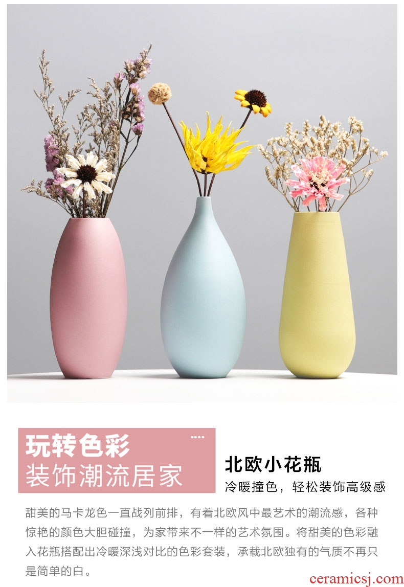 Craft ceramics dried flower vase furnishing articles flower arranging small pure and fresh and contracted and contemporary sitting room TV cabinet table decorations