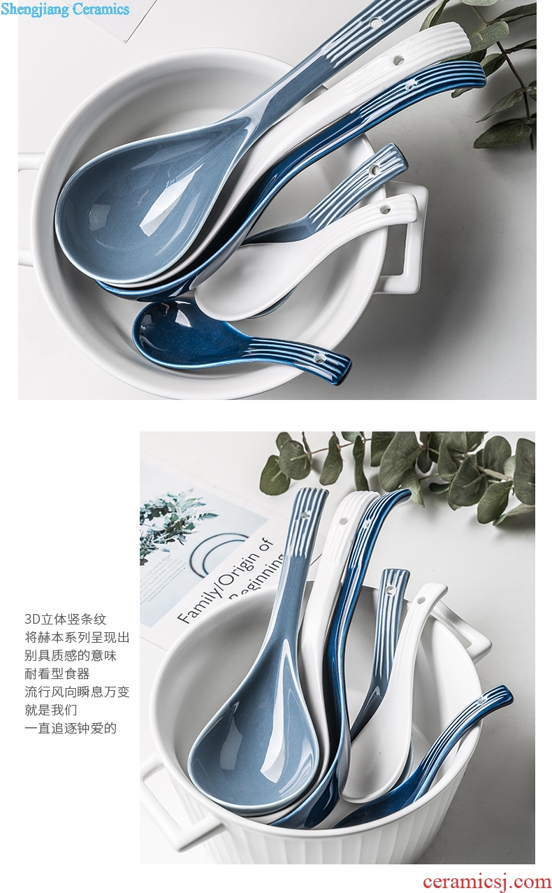 Household tablespoons of long handle drink soup spoon creative contracted small spoon Nordic ceramic spoon spoon eat porridge spoon scoop