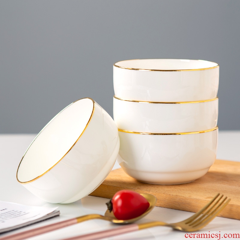 Jingdezhen ceramic round bowl household noodles in soup bowl 4 only 6 suit creative phnom penh ceramic tableware Korean your job