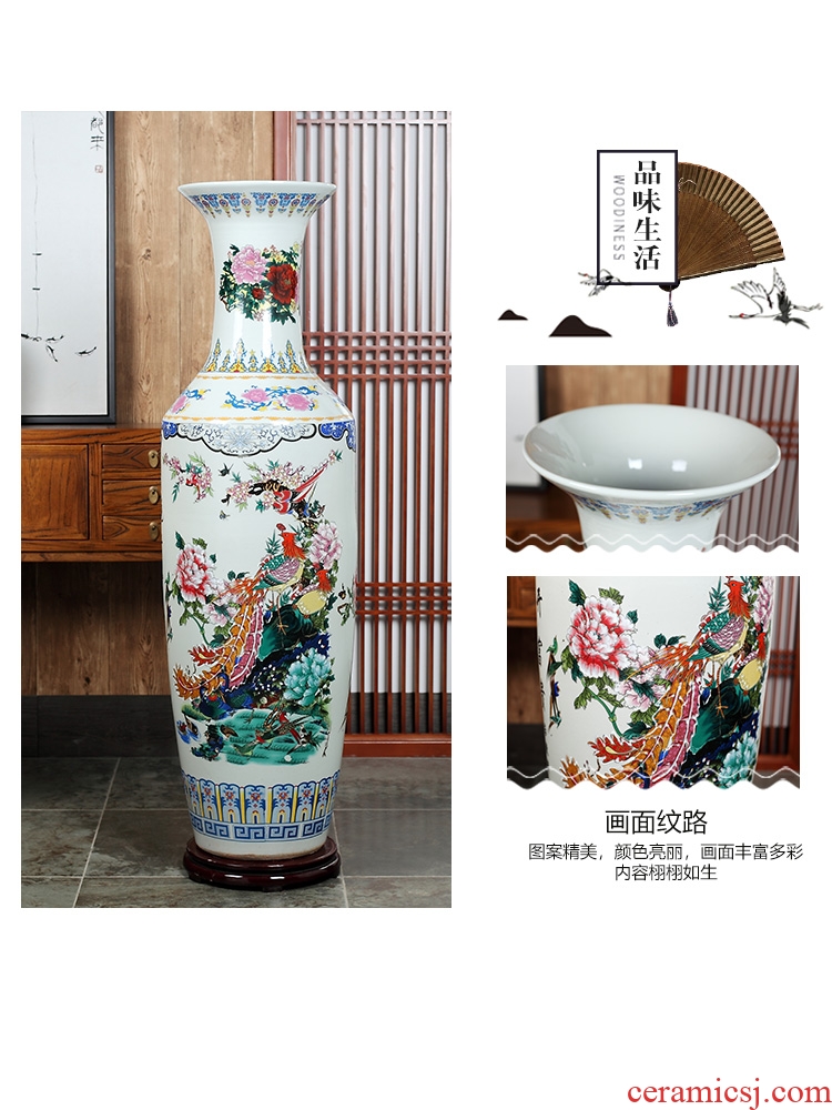 Jingdezhen ceramics powder enamel of large vase hotel opening shop celebrates the flower arrangement sitting room adornment is placed