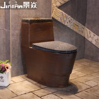JingYan hand carved palm black retro art ceramic toilets siphon pumping ordinary household toilet implement