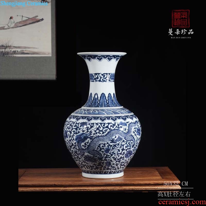 Longfeng grain blue and white tree hand-painted hand-painted longfeng grain blue and white porcelain vase atmosphere