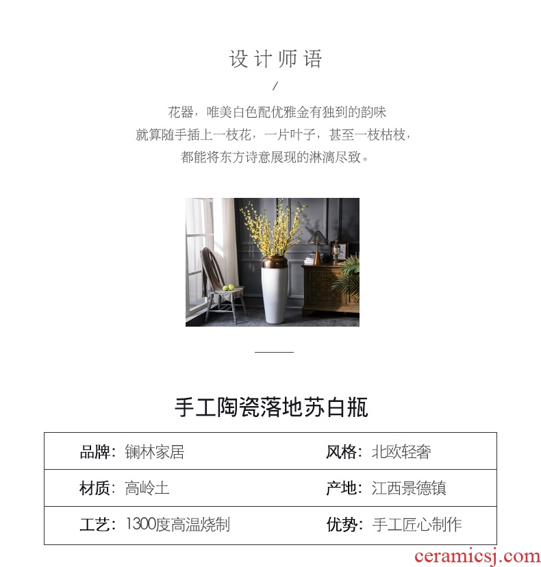 Extra large size of large vases, ceramic contemporary and contracted white flower arranging home decoration villa hotel open furnishing articles