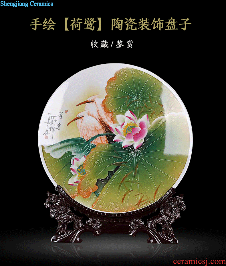 Jingdezhen ceramic hang dish of new Chinese style decoration plate living room TV ark home furnishing articles furnishing articles hand-painted sat dish household