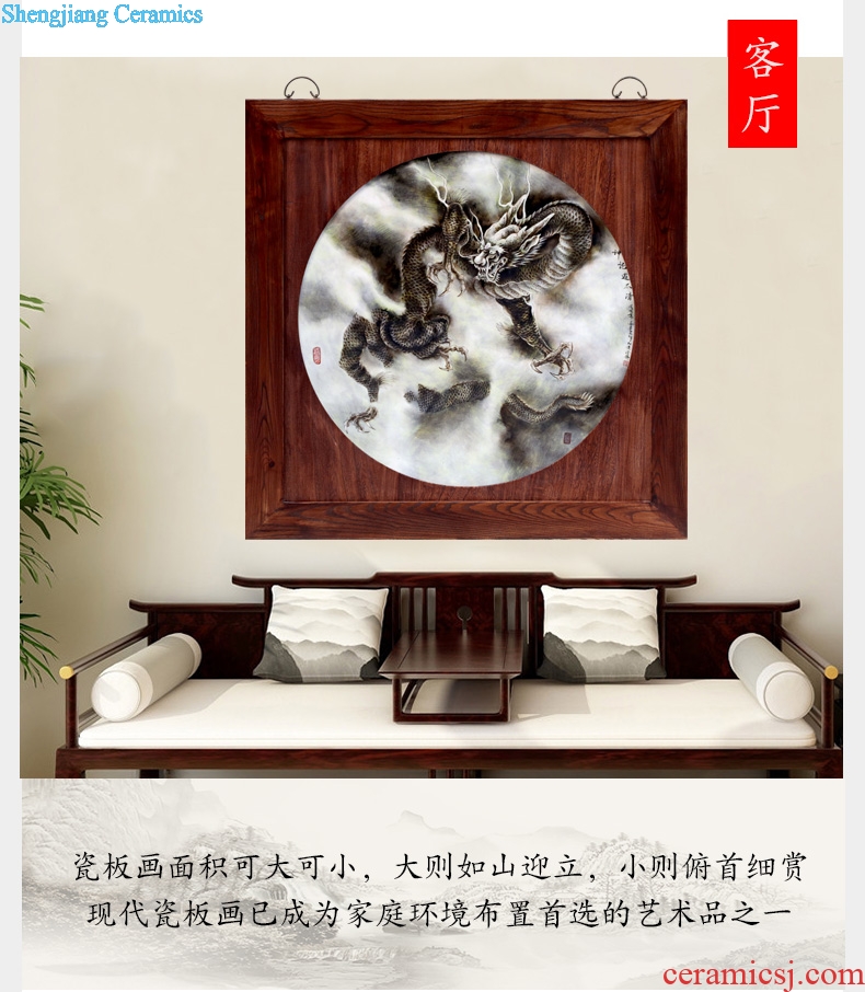 Jingdezhen square porcelain plate painting too qing dragon ao hang a picture to the sitting room adornment office opening gifts