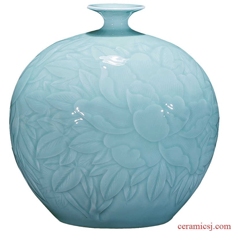 Jingdezhen ceramics vases, flower arranging new Chinese style living room rich ancient frame furnishing articles shadow green pomegranate bottles of home decoration