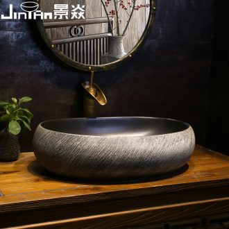 JingYan retro art stage basin large oval lavatory archaize ceramic lavabo Chinese style of the basin that wash a face