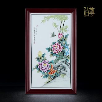 Jingdezhen ceramics porcelain plate painting peony flower adornment new Chinese style porch mural painting in living room