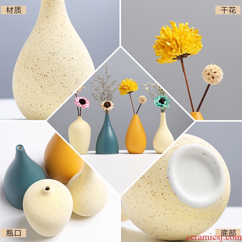 Ceramics floret bottle Nordic dried flowers decorative furnishing articles household act the role ofing is tasted contemporary and contracted light luxury living room table flower arrangement