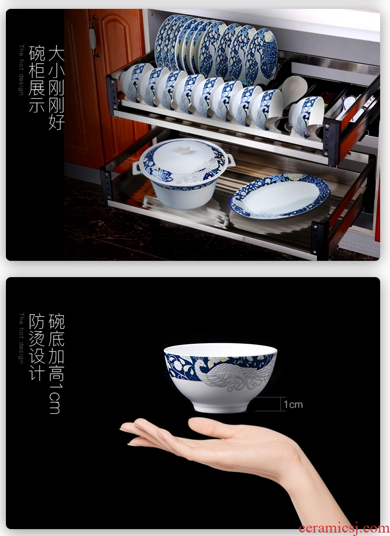 Bone China tableware suit dishes home European dishes of jingdezhen ceramic bowl dish Chinese style set bowl dishes for dinner