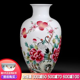 Jingdezhen ceramics hand-painted pastel vases, flower arranging longevity and prosperity of Chinese style sitting room adornment is placed gifts