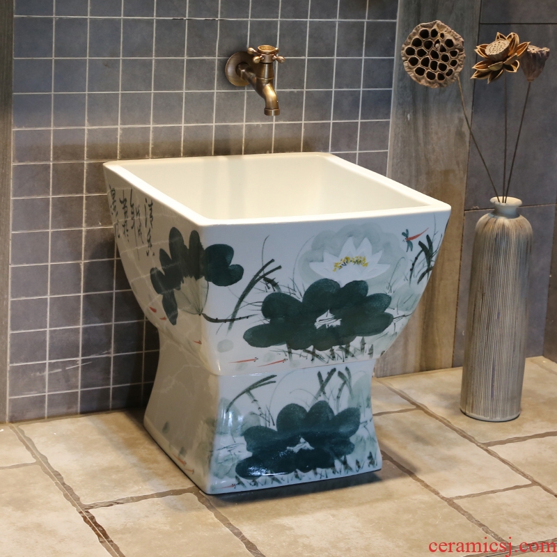 JingYan Chinese lotus pool of household ceramics art mop mop mop pool balcony toilet basin to wash the mop pool