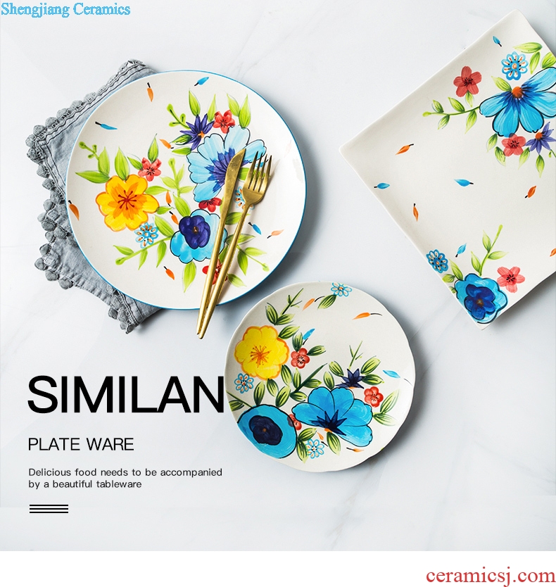 Ijarl million jia creative American ceramic tableware flat plate of Chinese style beefsteak disc ceramic 0