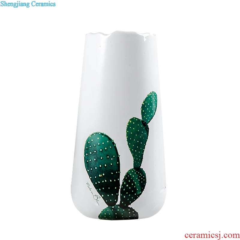 Ins small pure and fresh and ceramic vase Nordic cactus flower arranging flower implement creative furnishing articles home sitting room decorate the study