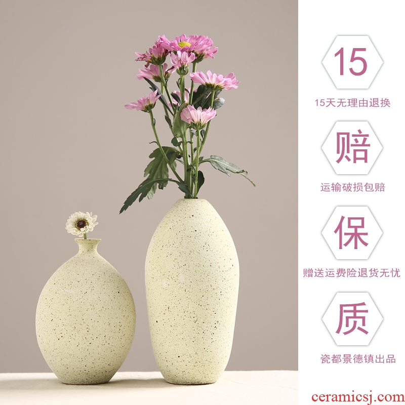 Contemporary and contracted ceramic vase furnishing articles mesa dried flower arranging flowers, small and pure and fresh Nordic TV ark artistic decorations