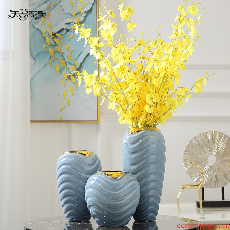 Jingdezhen modern simple ceramic flower vase continental sitting room TV cabinet dry flower adornment household furnishing articles