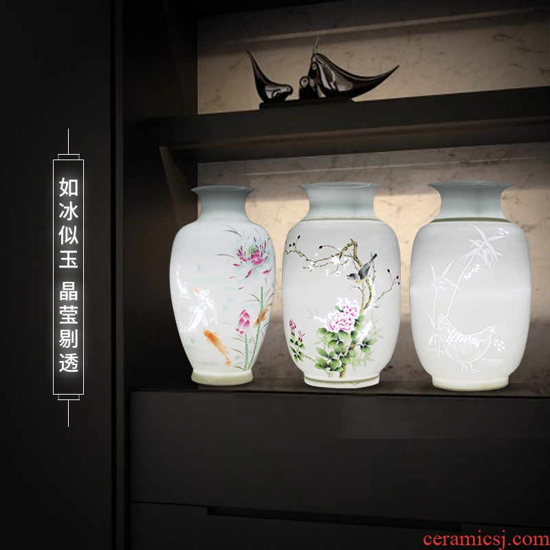 Exquisite vase furnishing articles of jingdezhen porcelain hand-painted ceramics sitting room knife clay flower arrangement home decorative arts and crafts