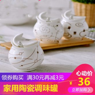 Jingdezhen creative household ceramics seasoning sauce pot set kitchen condiment set pot set combination