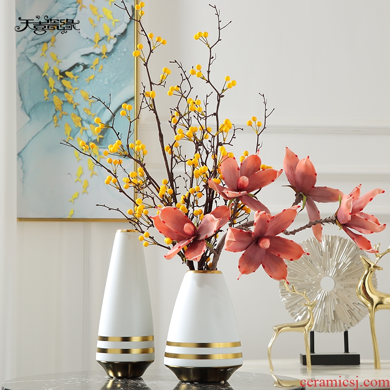Modern European wine sitting room adornment furnishing articles household act the role ofing is tasted flower arranging TV ark table ceramic vases, tea table