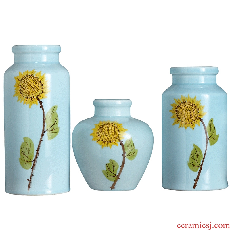 Jingdezhen contemporary and contracted ceramic vase furnishing articles creative living room small pure and fresh and dry flower arranging, table decorations