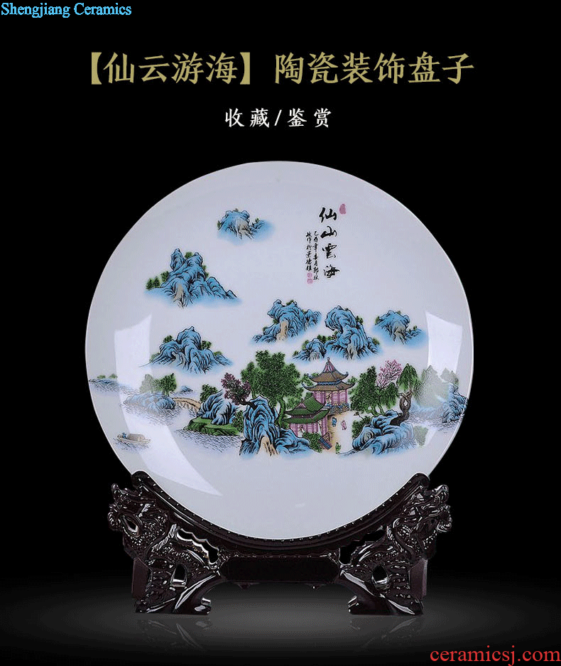 Jingdezhen ceramics landscape faceplate hang dish modern household adornment handicraft decoration decoration plate