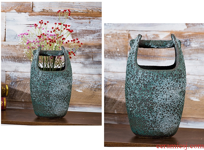 Retro ceramic barrels dry flower vase portable barrels flower barrels do old ceramic vases, creative home furnishing articles