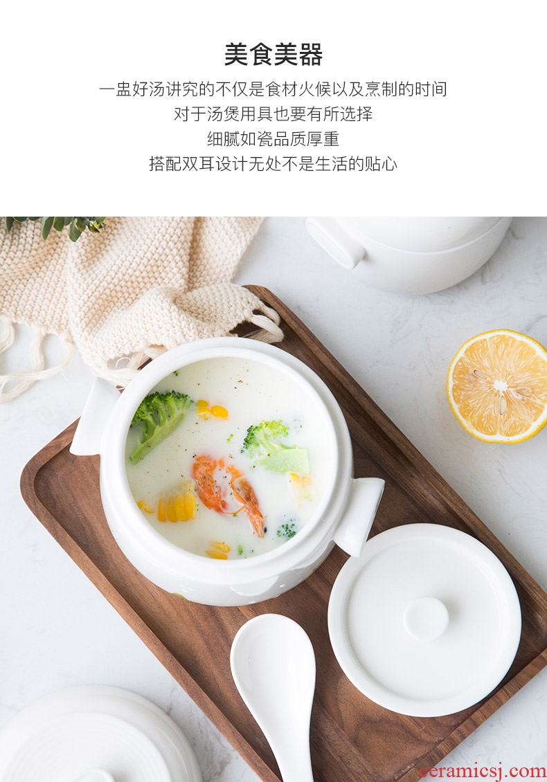 Bird's nest stew water 1-2 with ceramic double stew with cover small Chinese creative individual to offer them steamed steamed egg